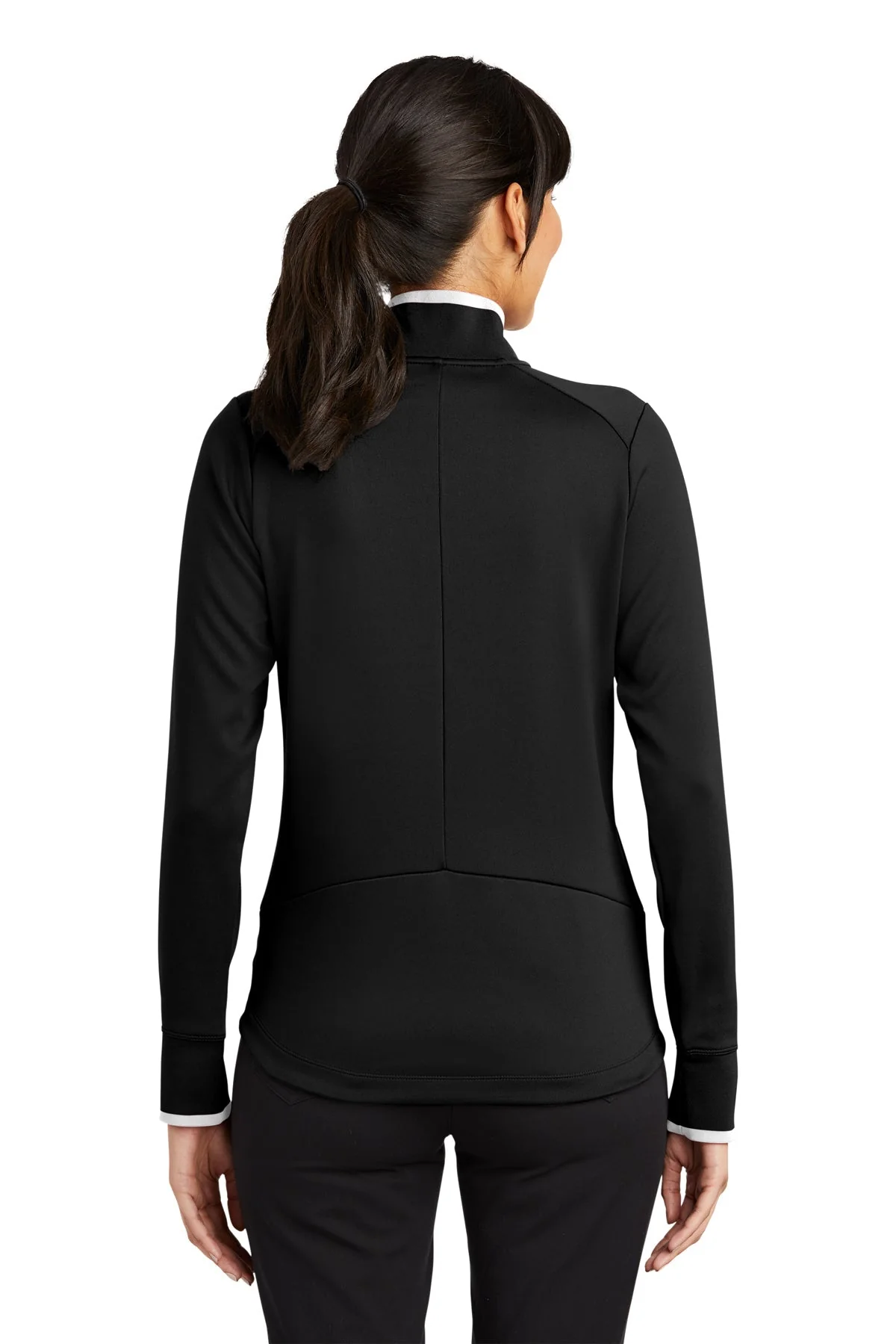 Nike Ladies Dri-FIT Quarter Zip Cover-Up, Black/ White [ACI Jet Uniforms] - Image 2