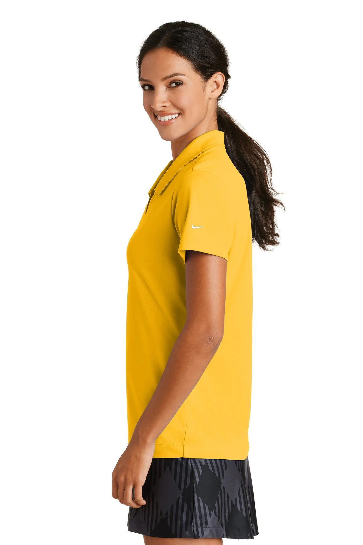 Nike Ladies Dri-FIT Micro Pique Custom Polos, University Gold - Image 2