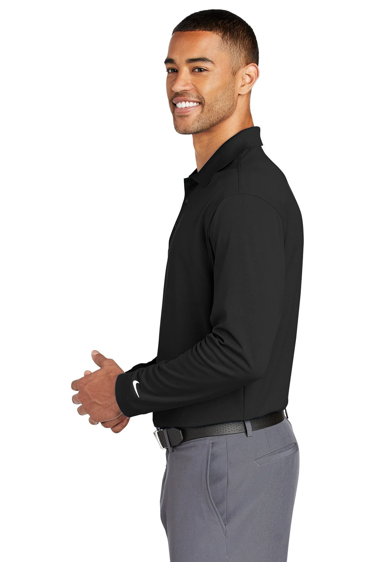 Nike Long Sleeve DriFIT Stretch Tech Polo, Black [Calvada Surveying Inc] - Image 3