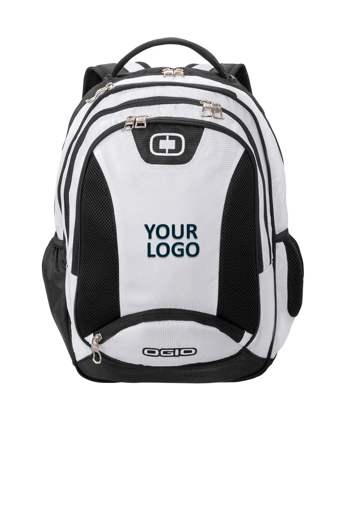 OGIO Bullion Customzied Backpacks, White/Black/Silver
