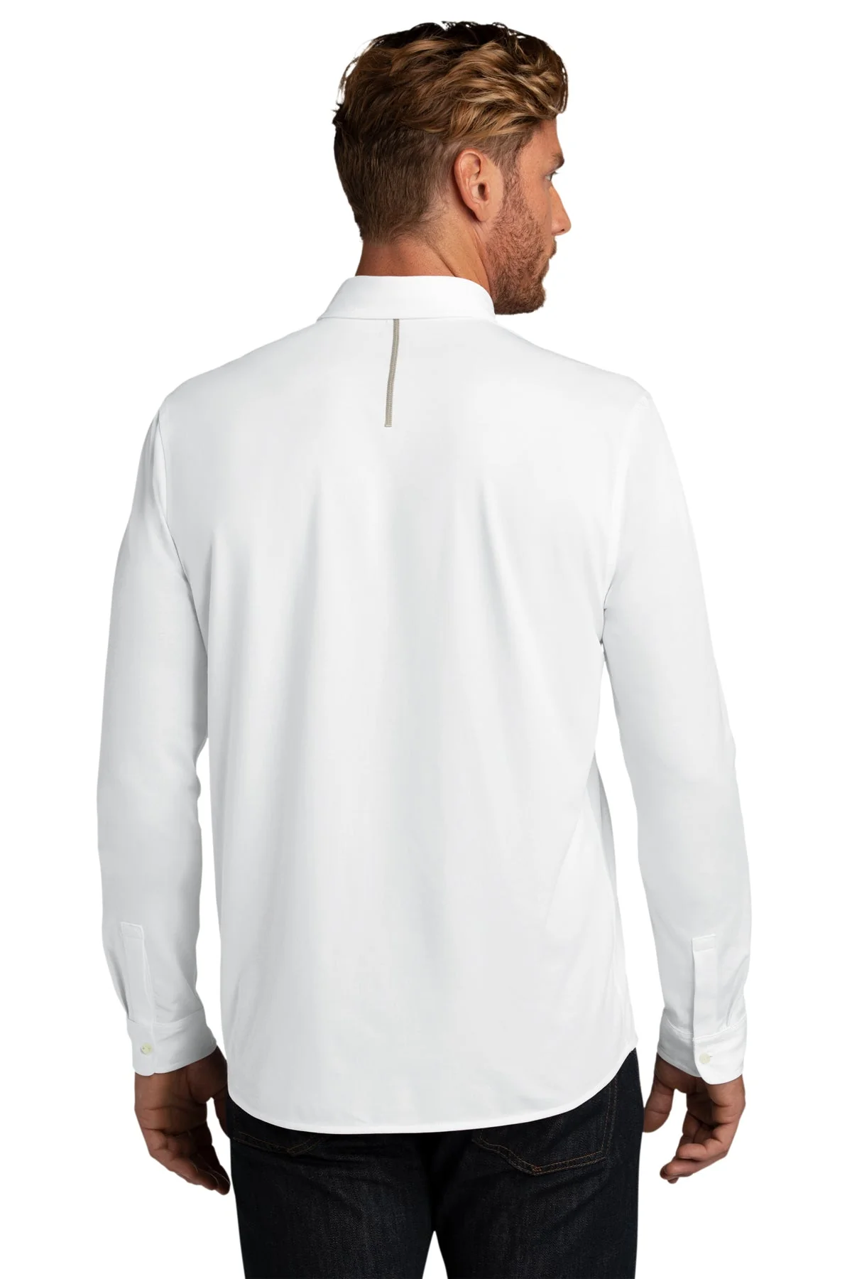 OGIO Code Stretch Long Sleeve Button-Up Bright White - Image 2