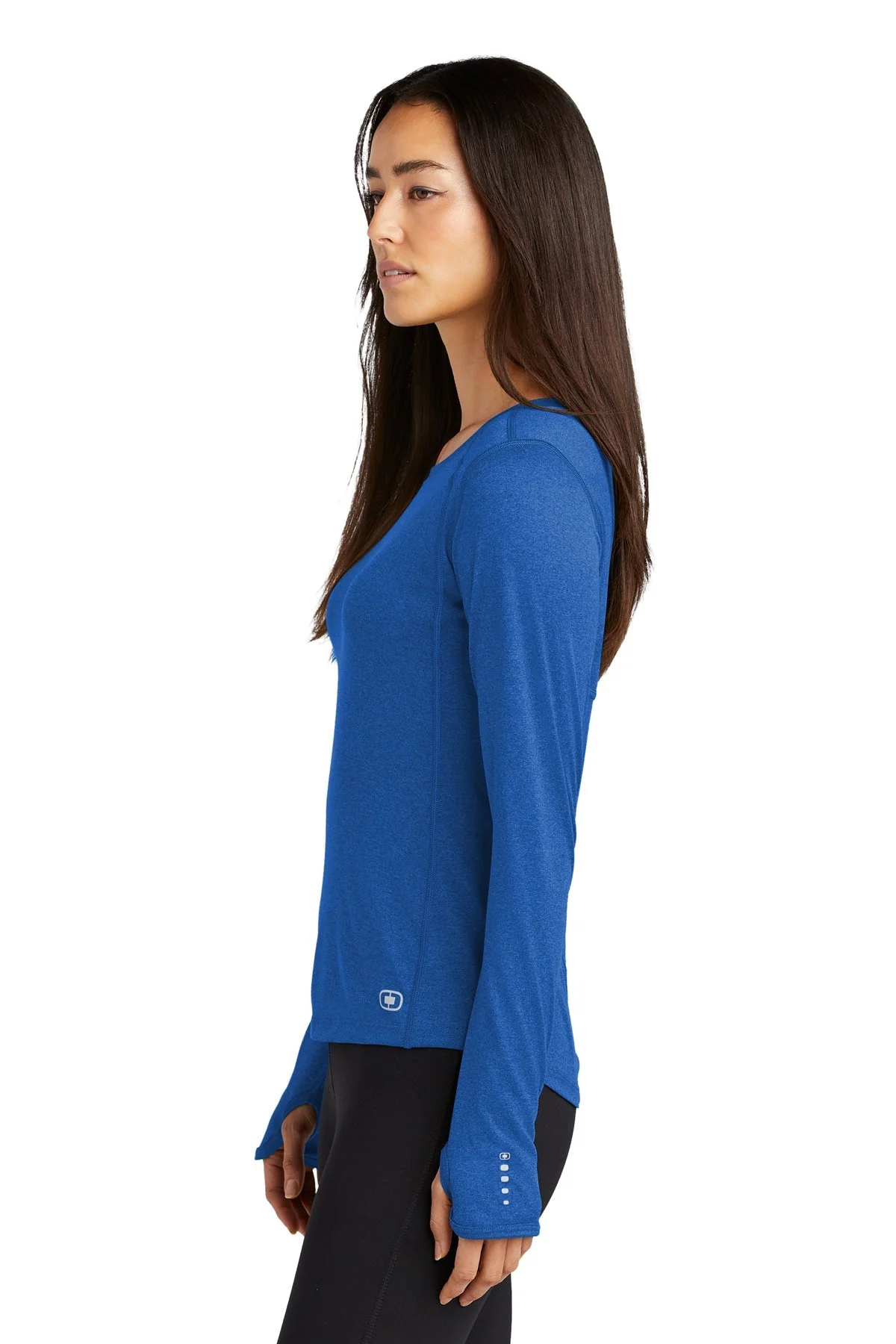 OGIO ENDURANCE Ladies Long Sleeve Tee, Electric Blue [GuidePoint Security] - Image 3