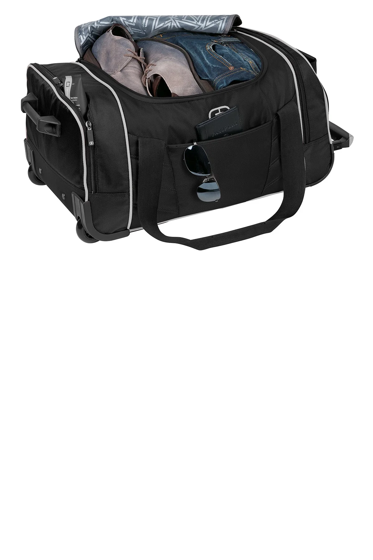 OGIO Hamblin 22 Wheeled Customized Duffel Bags, Black/Silver - Image 2