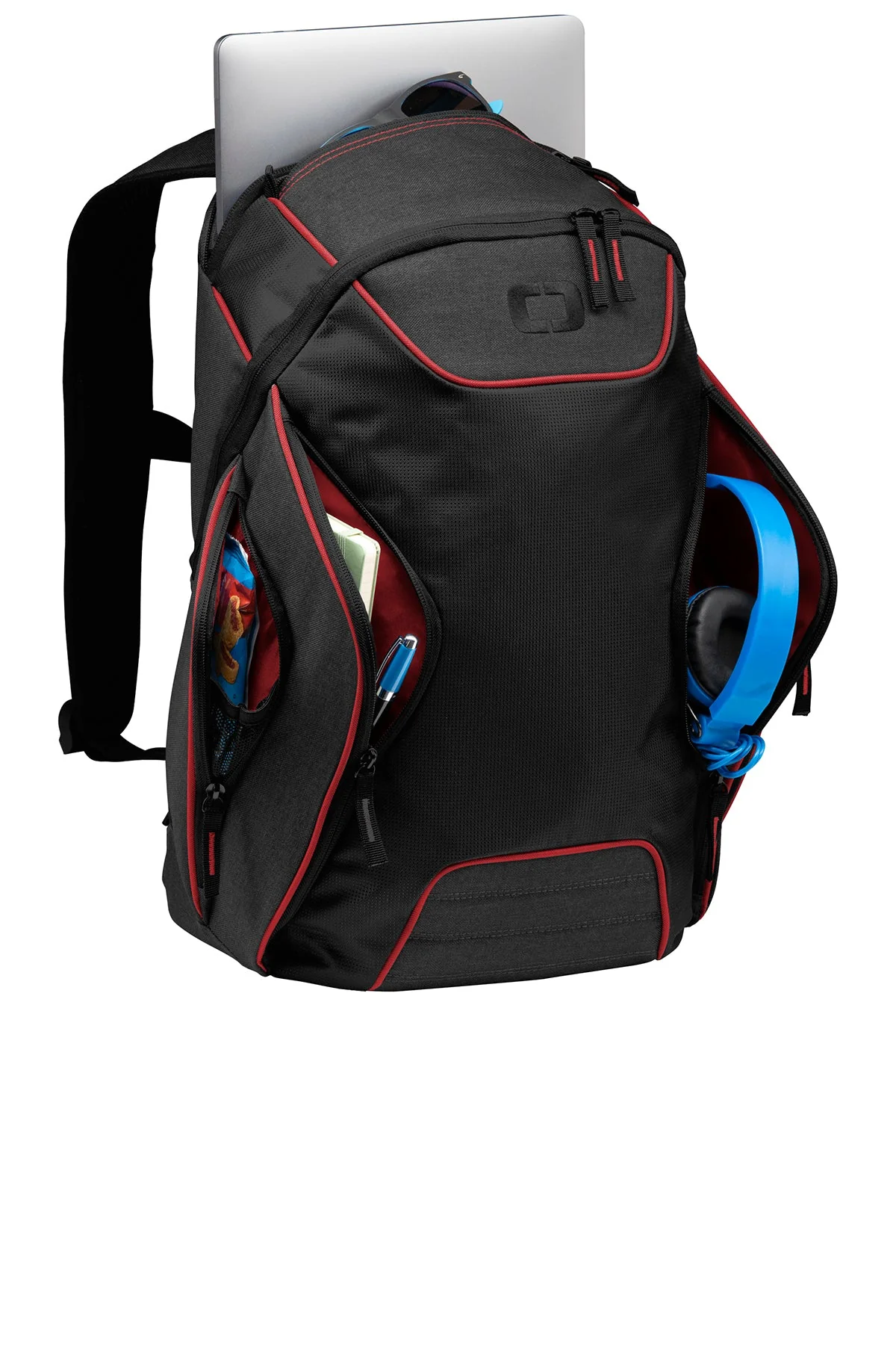 OGIO Hatch Customzied Backpacks, Laser Red/ Heather Grey - Image 2