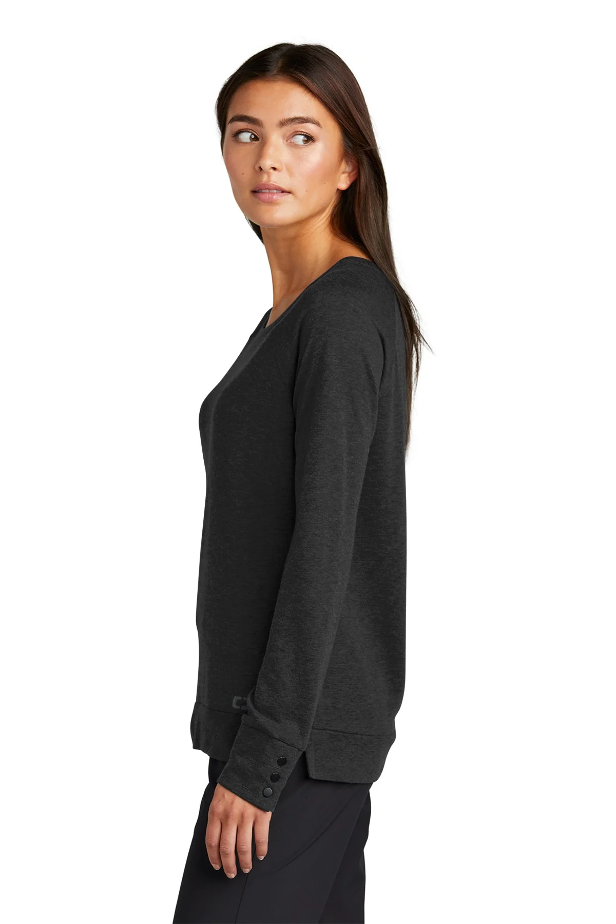 OGIO Ladies Command Long Sleeve Scoop Neck Tees, Blacktop - Image 3