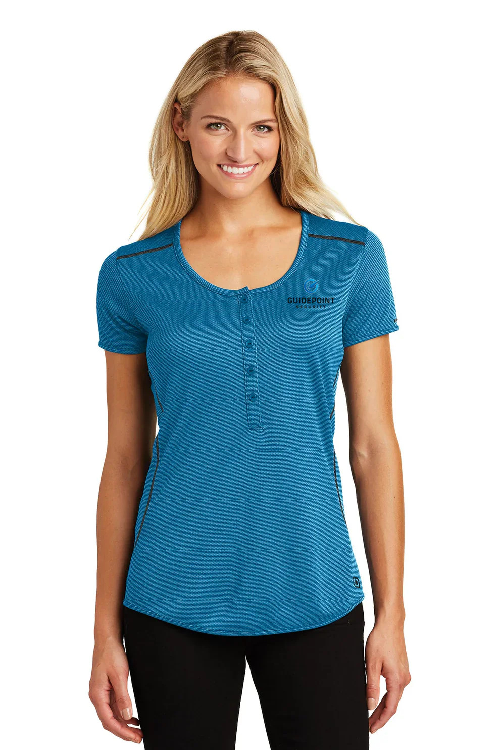 OGIO Ladies Orbit Henley, Bolt Blue/Blacktop [GuidePoint Security]