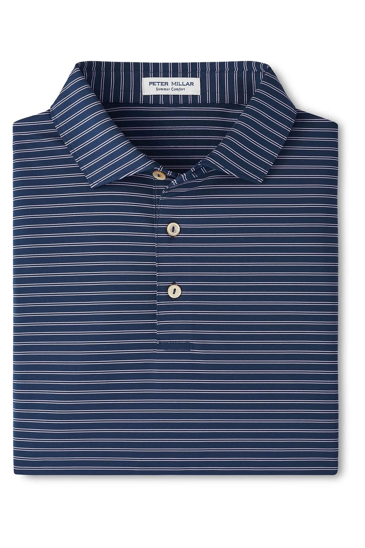 Peter Millar Mens Featherweight Melange Performance Custom Polos, Navy - Image 2