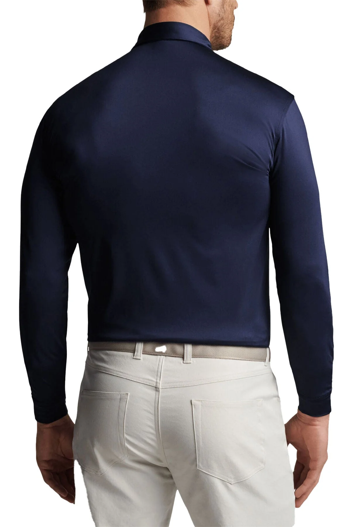Peter Millar Performance Long Sleeve Polo, Navy [Horizontal Talent] - Image 2