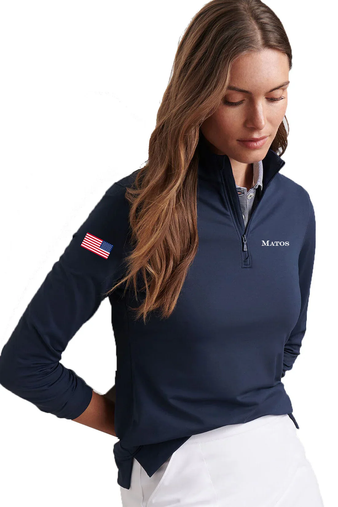 Peter Millar Womens Perth Performance Quarter-Zip, Navy [Matos Builders] - Image 2