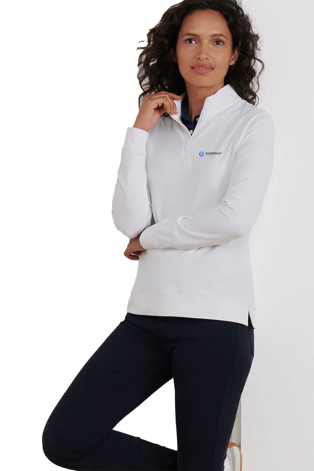 Peter Millar Womens Perth Performance Quarter-Zip, White [GuidePoint Security]