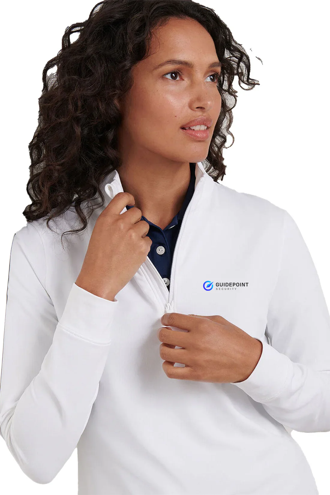 Peter Millar Womens Perth Performance Quarter-Zip, White [GuidePoint Security] - Image 2