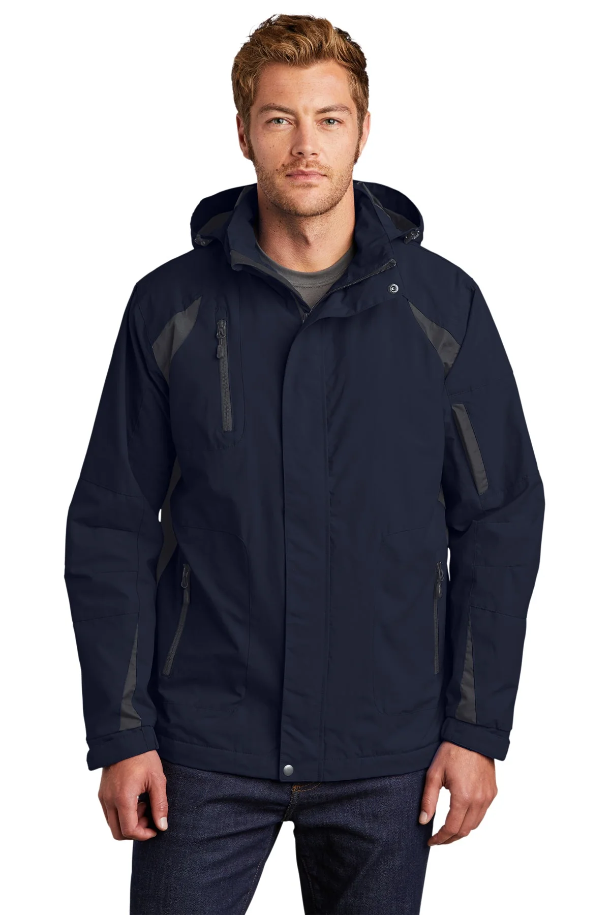 Port Authority All-Season II Custom Jackets, True Navy/ Iron Grey - Image 4