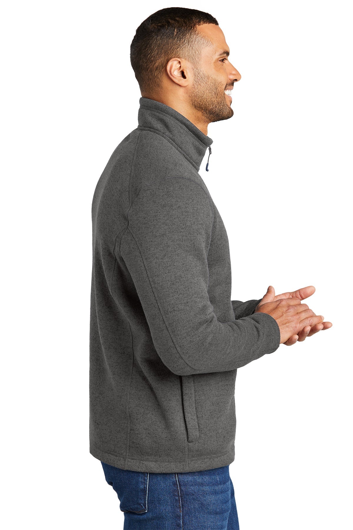 Port Authority Arc Sweater Fleece 1/4-Zip, Grey Smoke Heather [Allendale Machinery Systems] - Image 3