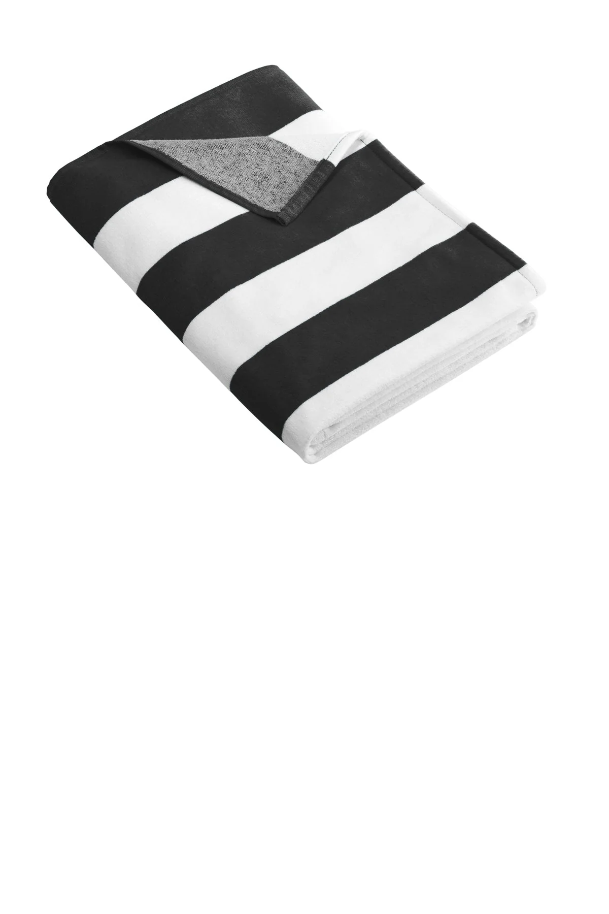 Port Authority Cabana Stripe Customized Beach Towels, Black - Image 2