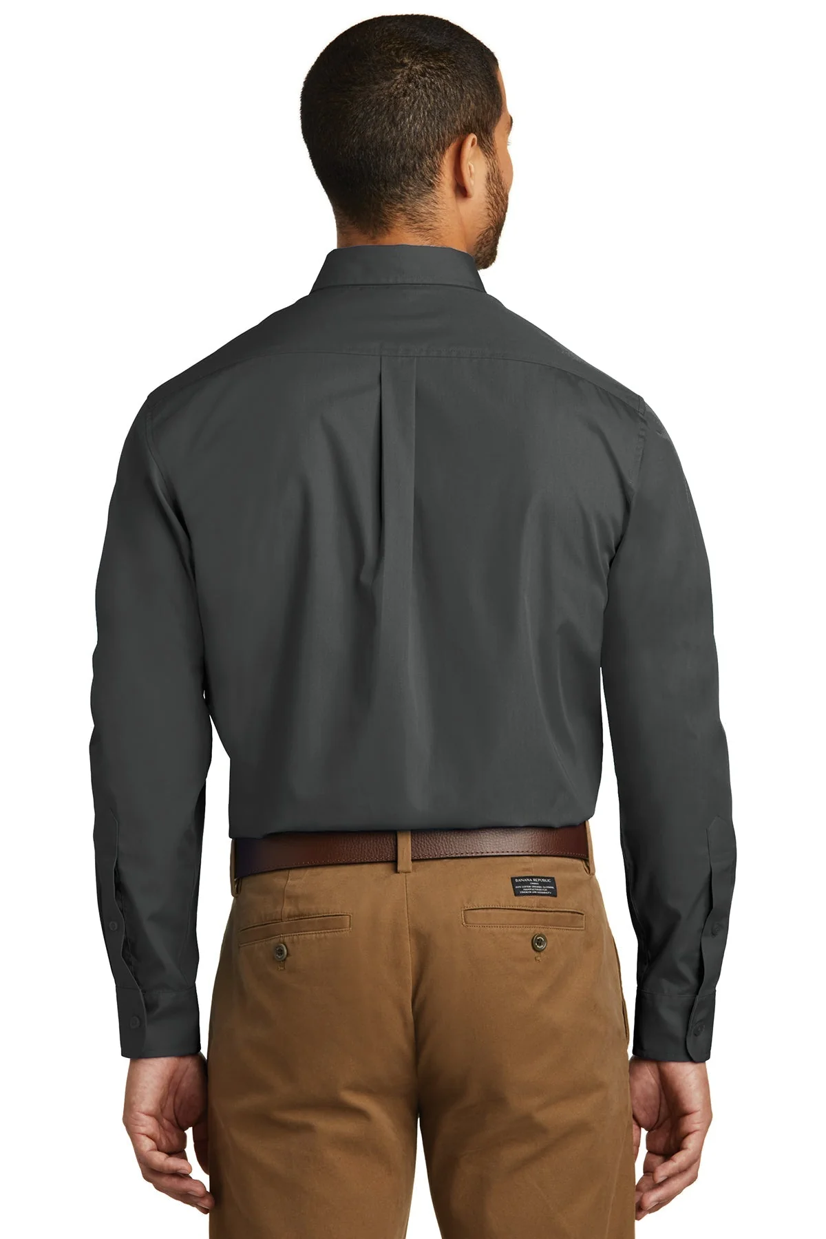 Port Authority Carefree Poplin Shirt, Graphite [Powell's Plumbing LLC] - Image 2