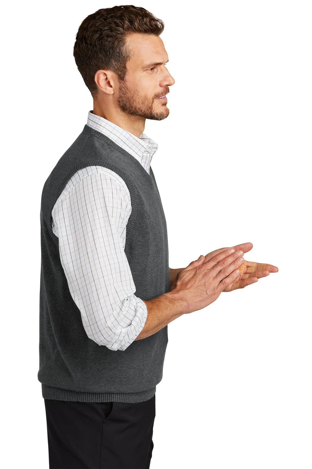 Port Authority Sweater Vest, Charcoal Heather [Control Risks] - Image 3