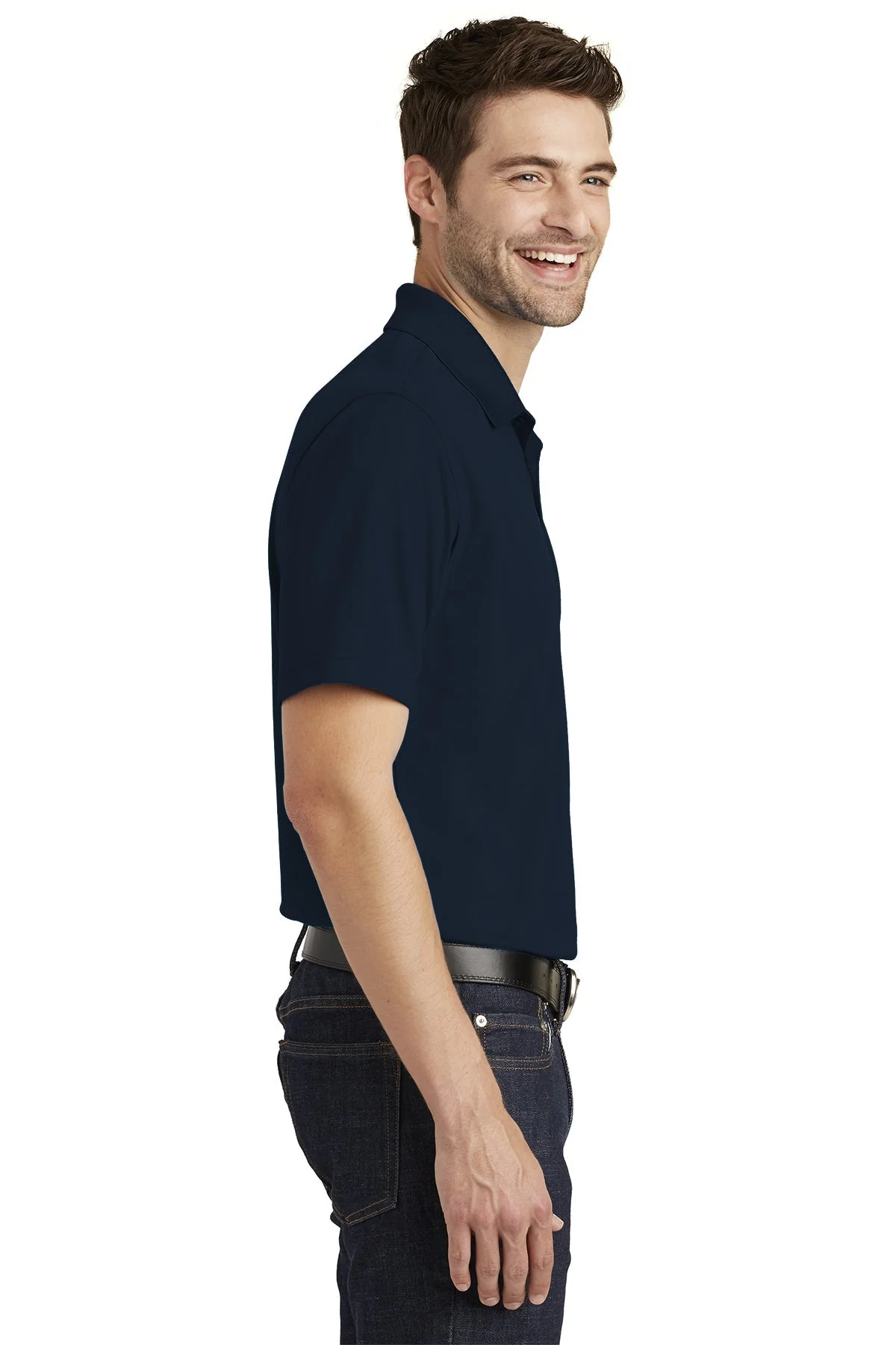 Port Authority Dry Zone UV Micro-Mesh Polo, River Blue Navy [Powell's Plumbing LLC] - Image 3