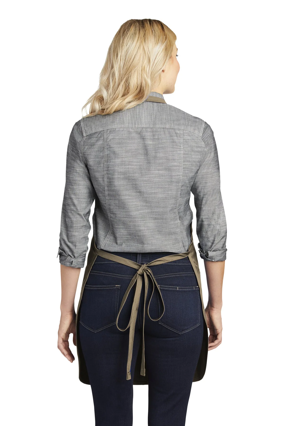 Port Authority Easy Care Full-Length Custom Aprons with Stain Release, Khaki - Image 2