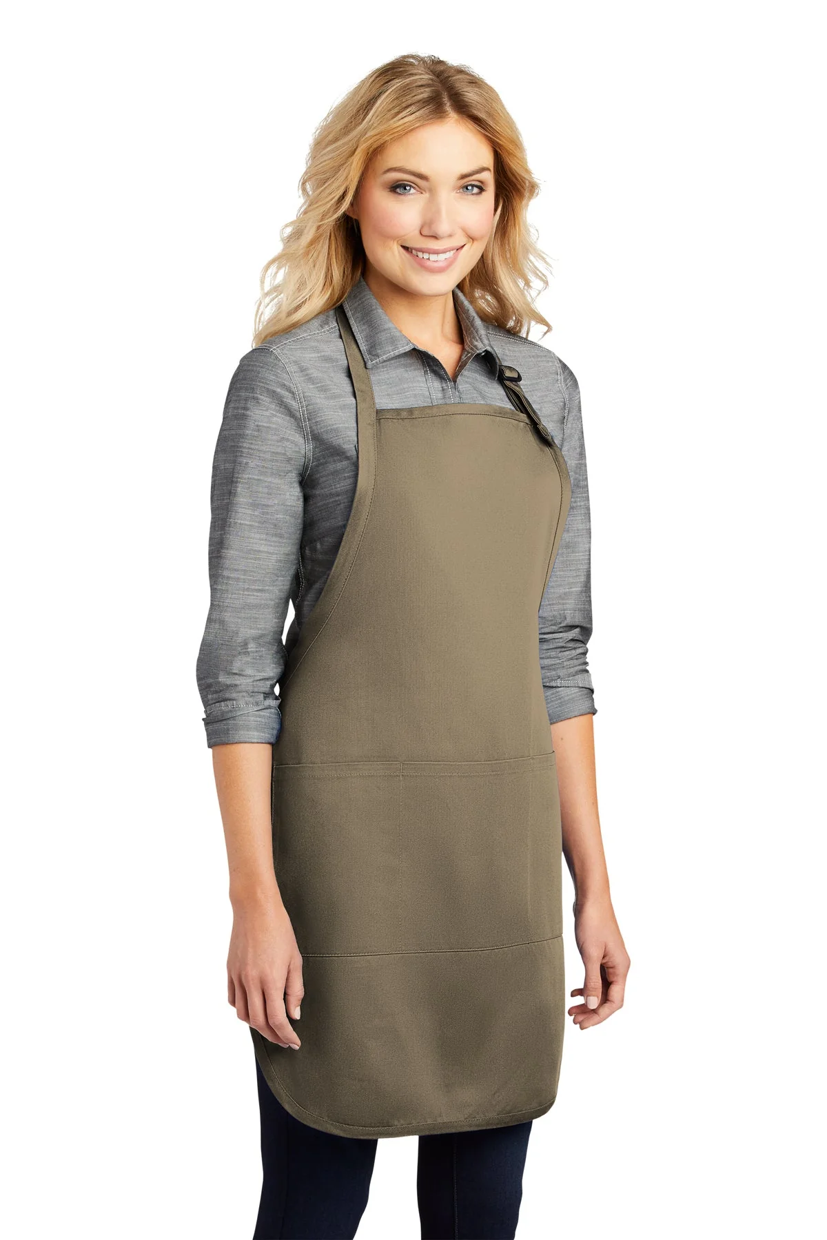 Port Authority Easy Care Full-Length Custom Aprons with Stain Release, Khaki - Image 3