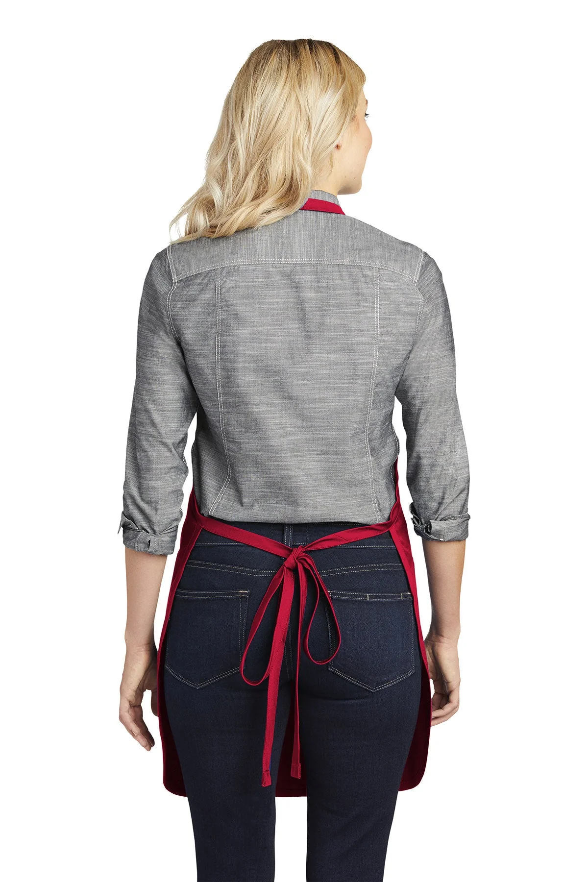 Port Authority Easy Care Full-Length Branded Aprons with Stain Release, Red - Image 2