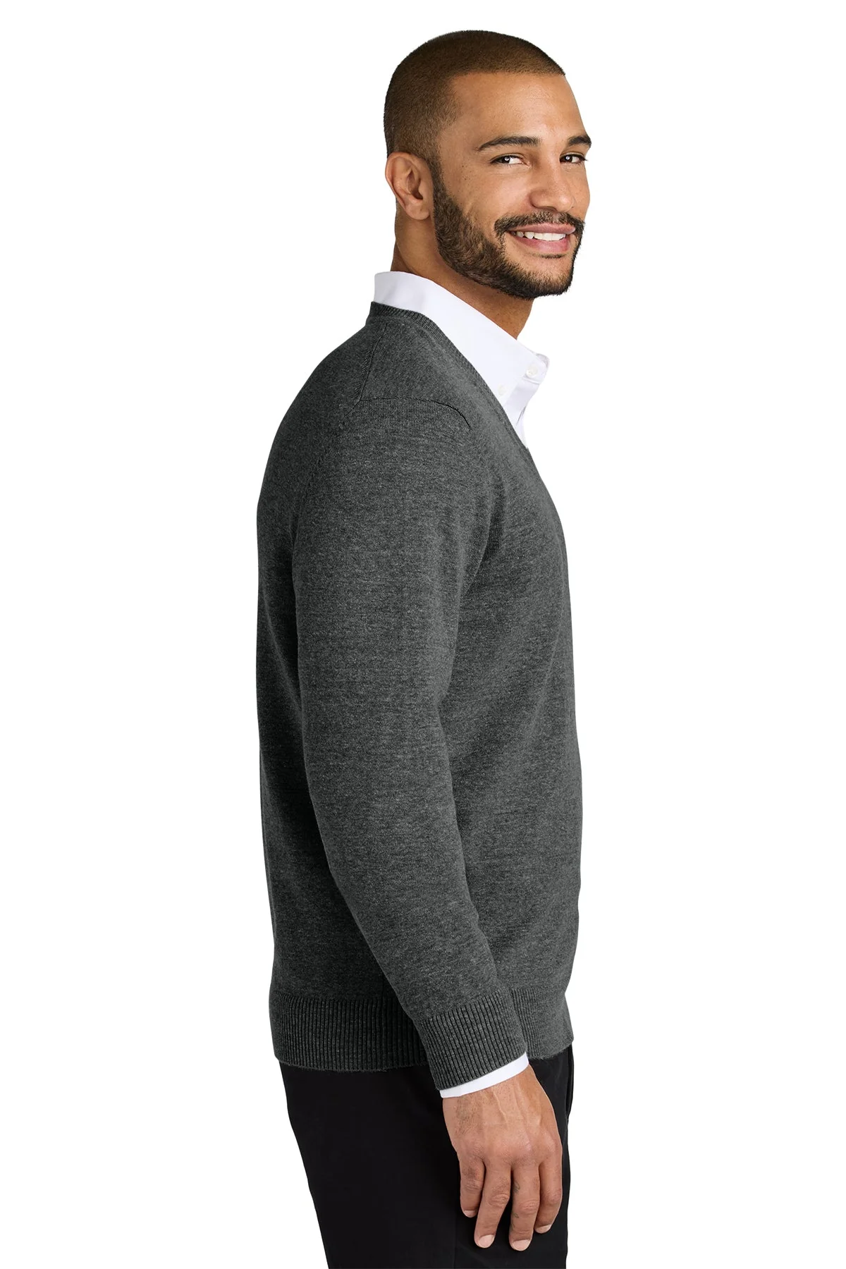 Port Authority Easy Care V-Neck Sweater, Charcoal Heather [TruNorthern] - Image 3