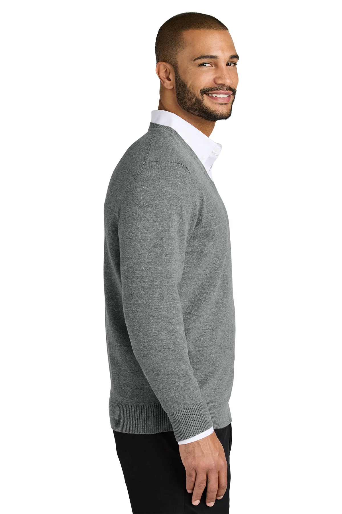 Port Authority Easy Care V-Neck Sweater, Medium Heather Grey [Labenz & Associates] - Image 3