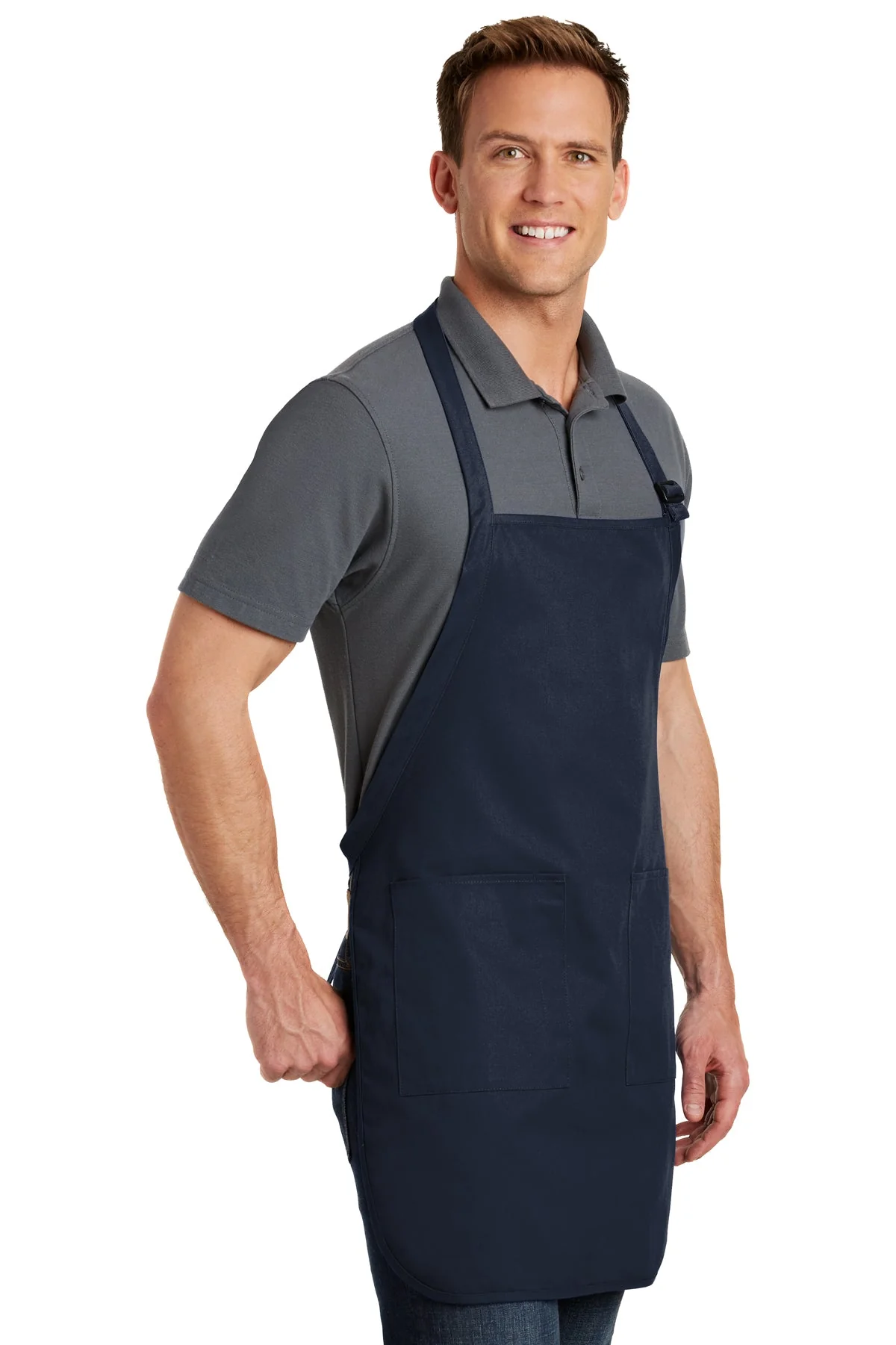 Port Authority Full-Length Custom Aprons with Pockets, Navy - Image 2