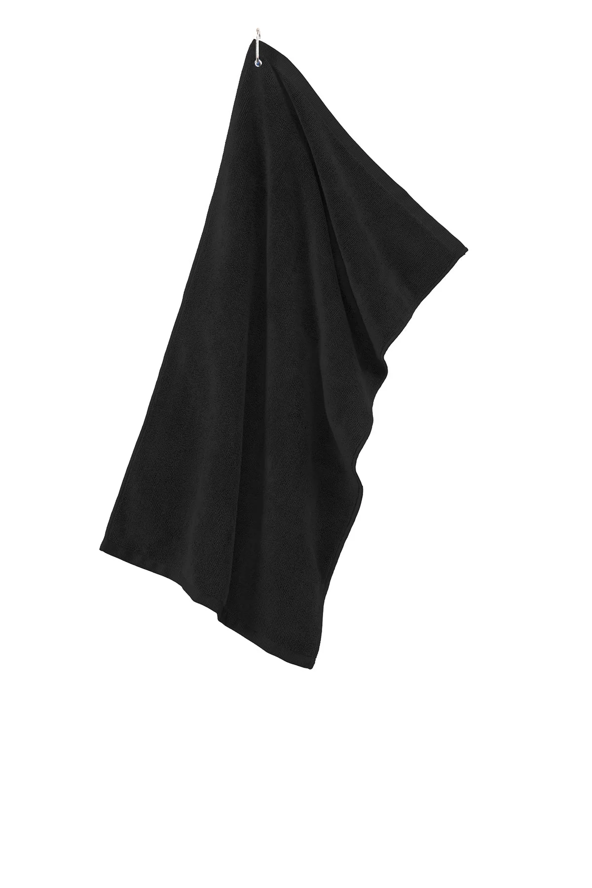 Port Authority Grommeted Microfiber Customized Golf Towels, Black - Image 2