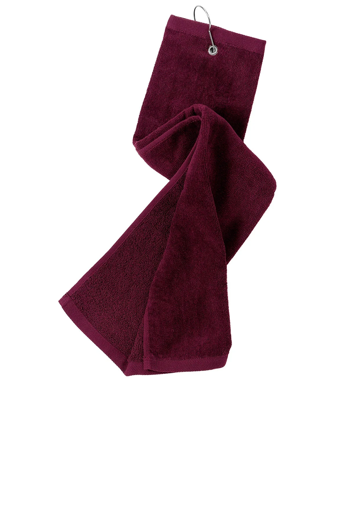 Port Authority Grommeted Tri-Fold Golf Customized Towels, Maroon - Image 2