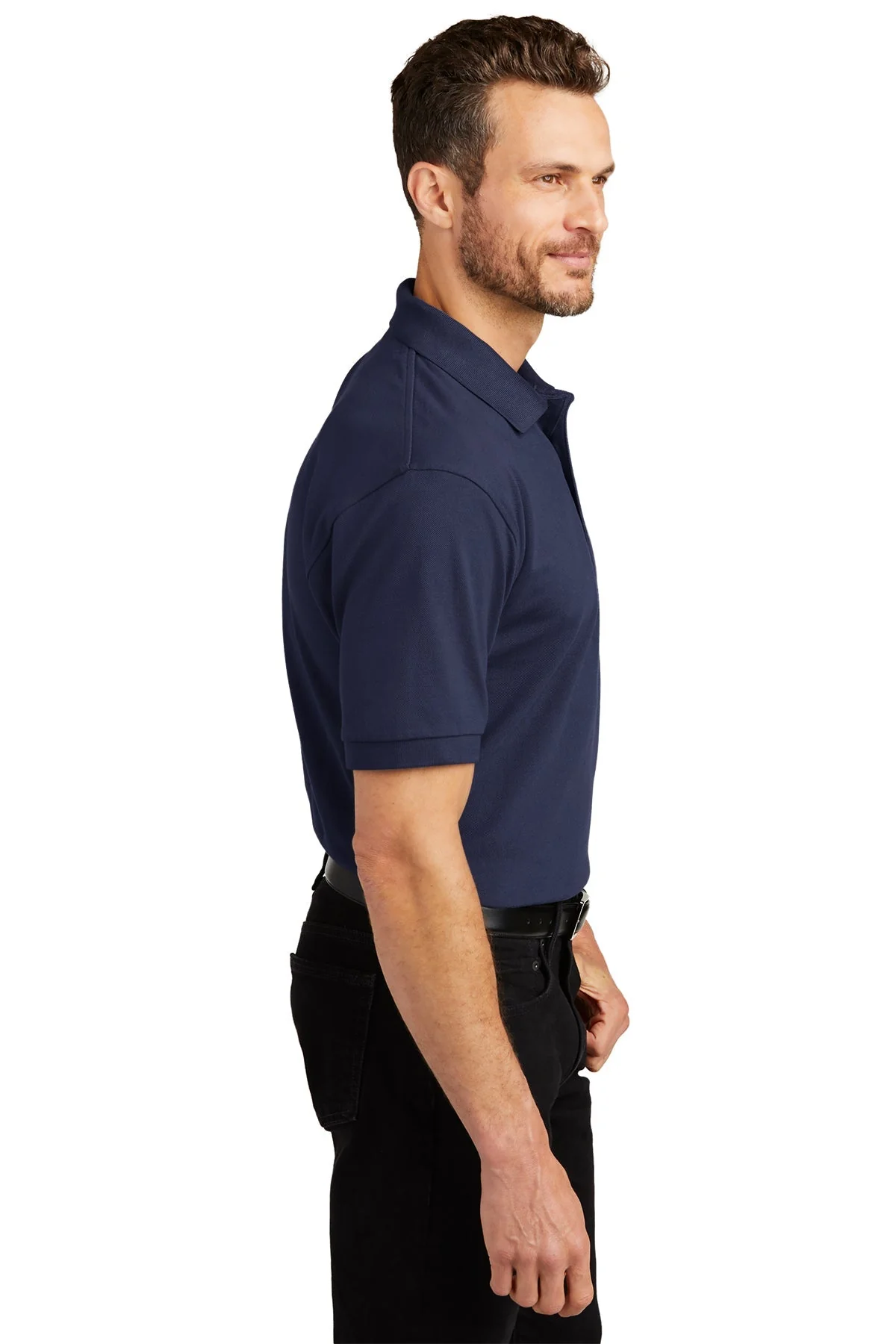 Port Authority Heavyweight Cotton Pique Polo, Navy [Mecosta-Osceola ISD] - Image 3