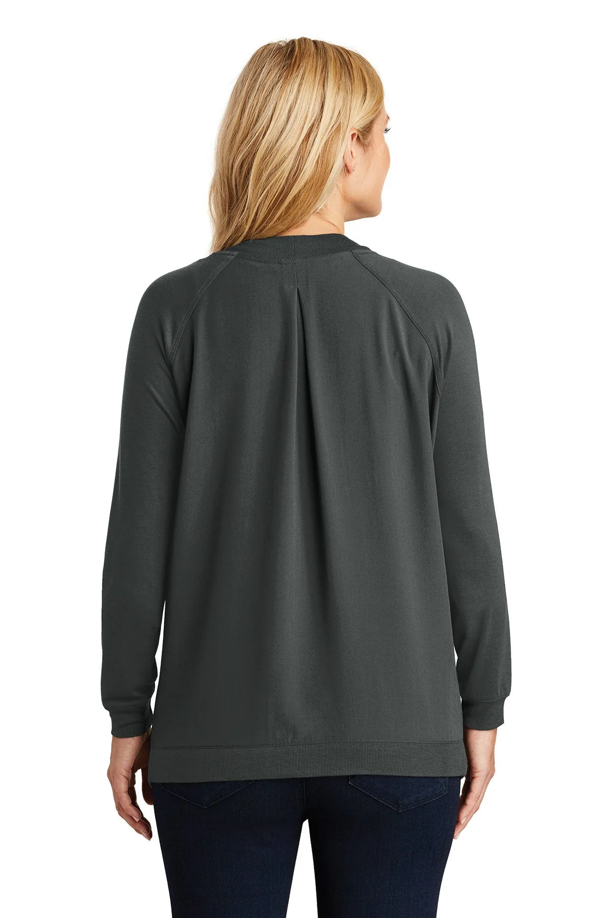 Port Authority Ladies Bomber Cardigan, Grey Smoke [GuidePoint Security] - Image 2