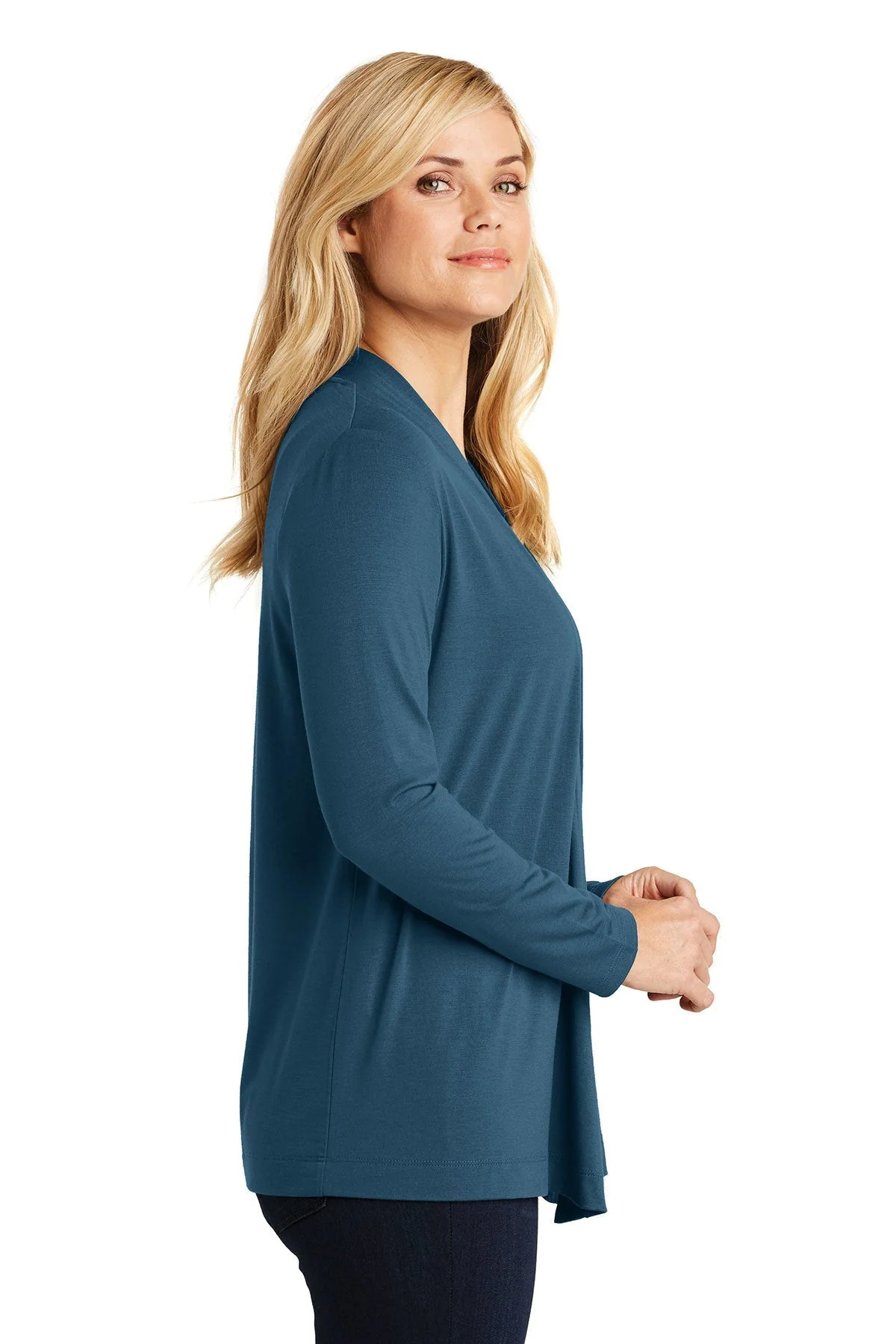 Port Authority Ladies Knit Cardigan, Dusty Blue [GuidePoint Security] - Image 3