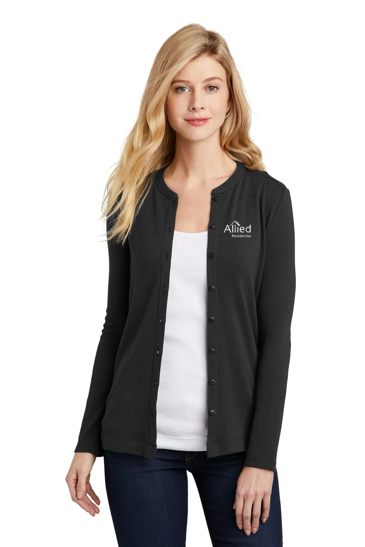 Port Authority Ladies Stretch Cardigan, Black [Allied Residential] - Image 4