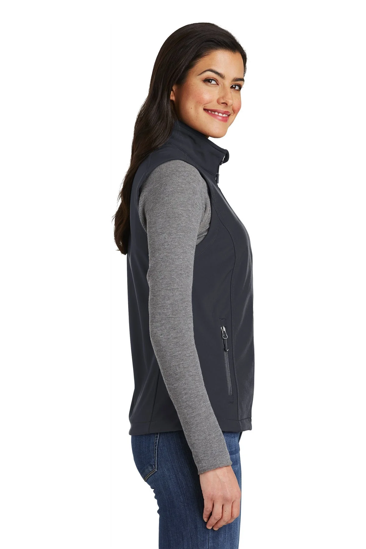Port Authority Ladies Core Soft Shell Vest, Battleship Grey [Orange by Fooda] - Image 3