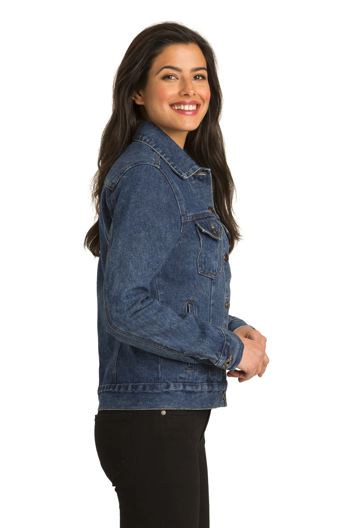 Port Authority Ladies Denim Jacket, Denim Blue [New England Construction] - Image 3