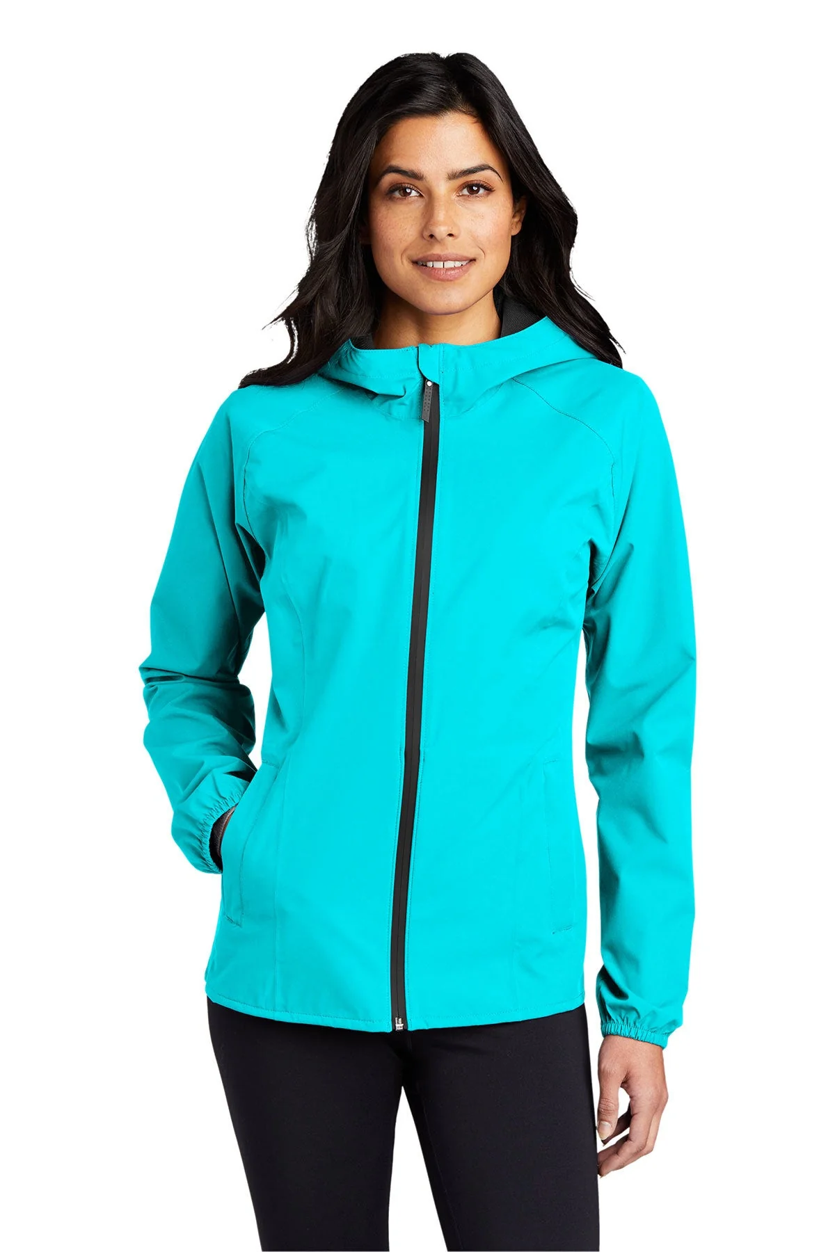 Port Authority Ladies Essential Branded Rain Jackets, Light Cyan Blue - Image 4
