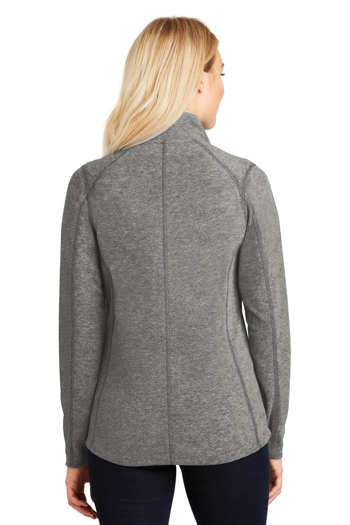 Port Authority Ladies Heather Microfleece Full-Zip Jacket L235 Pearl Grey Heather - Image 3