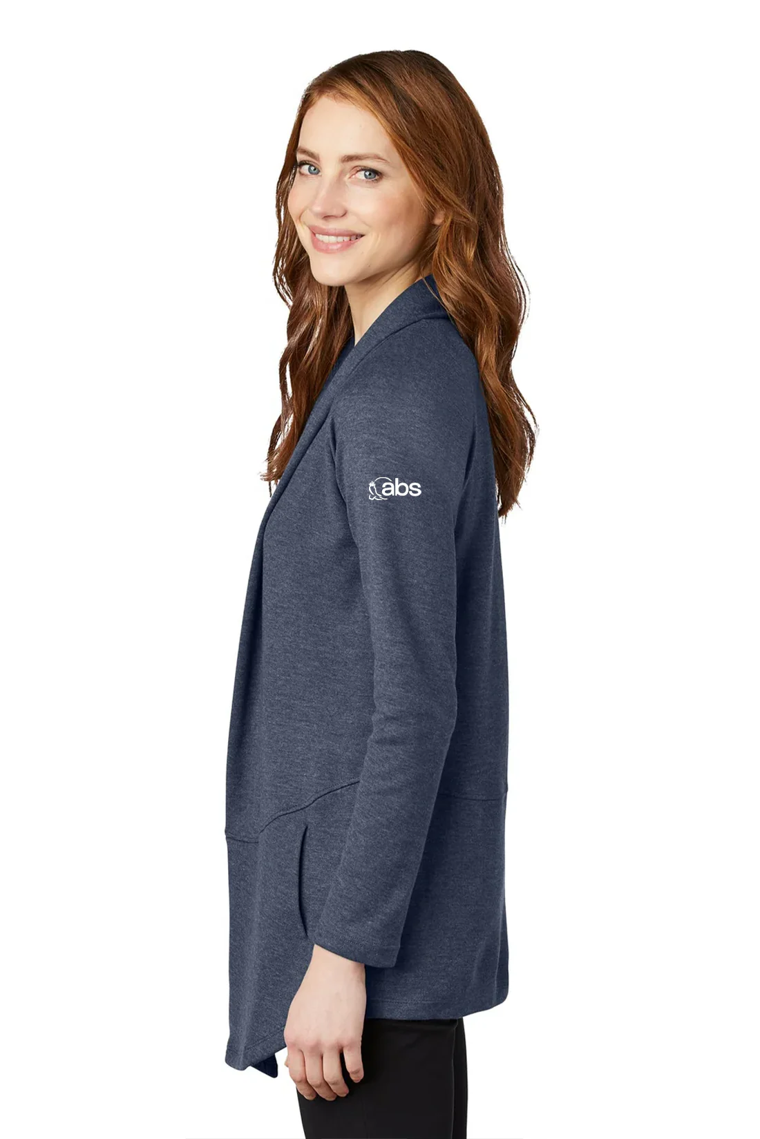 Port Authority Ladies Interlock Cardigan, Estate Blue Heather/ Charcoal Heather - ABS Logo [ASI] - Image 2