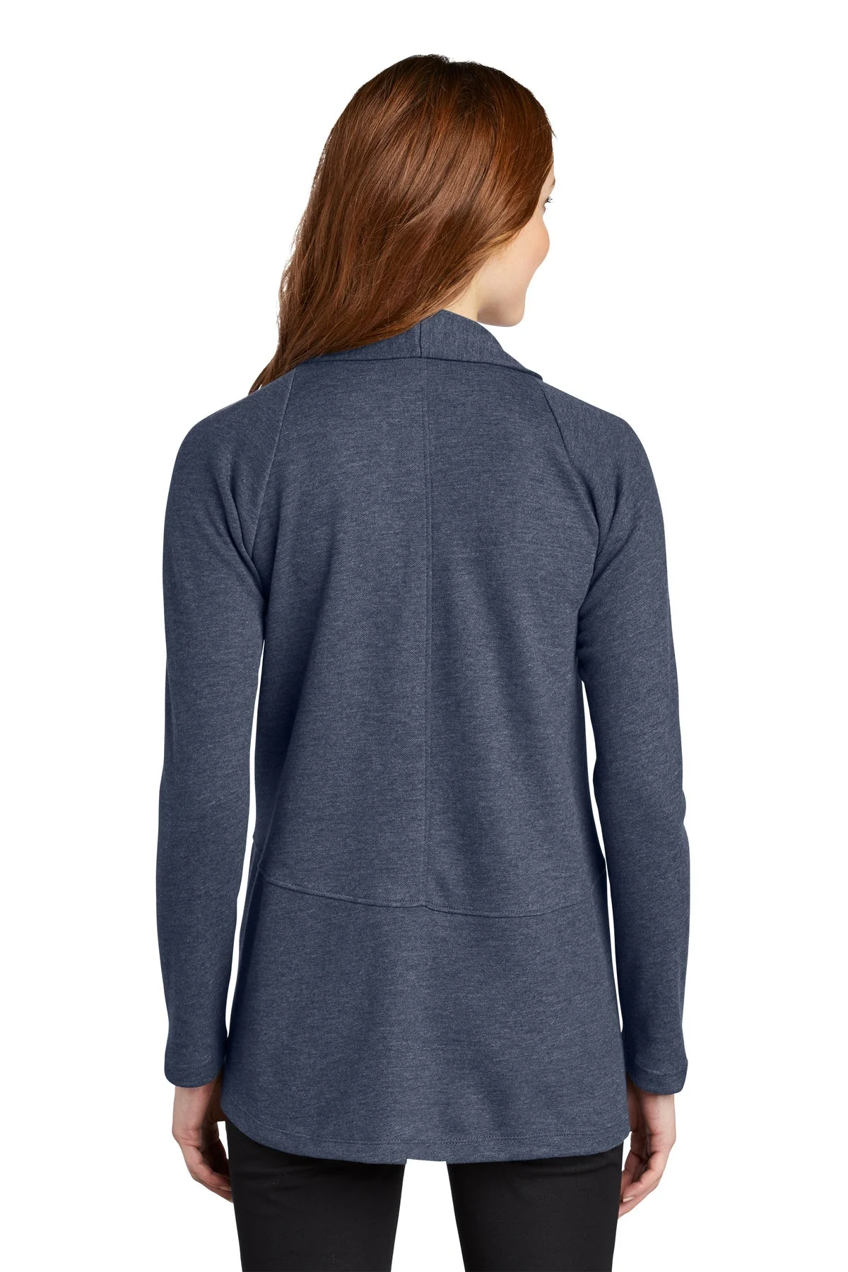 Port Authority Ladies Interlock Cardigan, Estate Blue Heather/ Charcoal Heather - ABS Logo [ASI] - Image 3