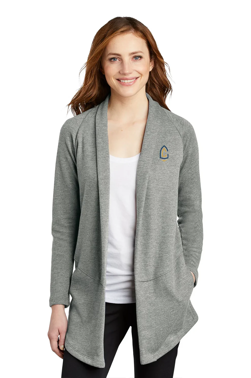 Port Authority Ladies Interlock Cardigan, Medium Heather Grey/ Charcoal Heather [Lake Erie Arms]