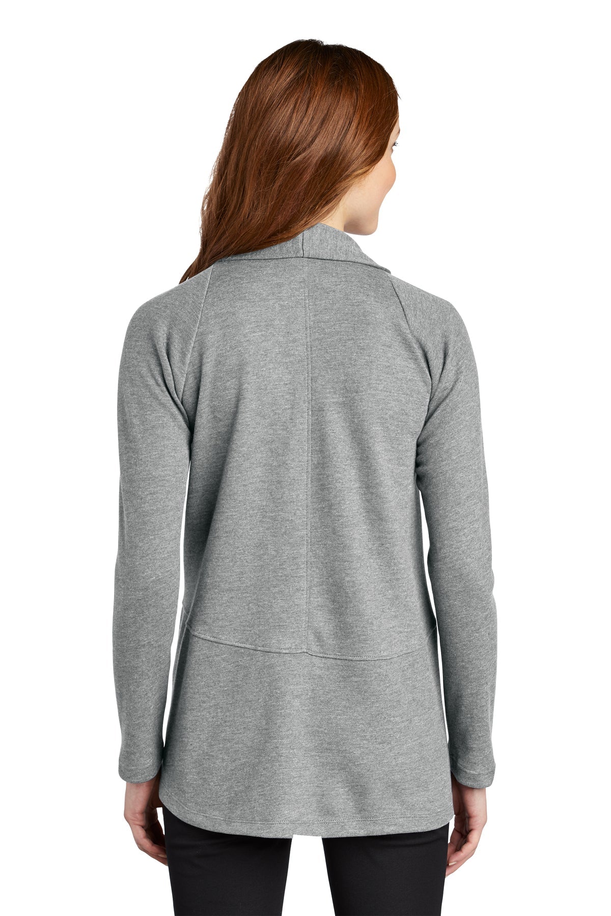 Port Authority Ladies Interlock Cardigan, Medium Heather Grey/ Charcoal Heather [Lake Erie Arms] - Image 2