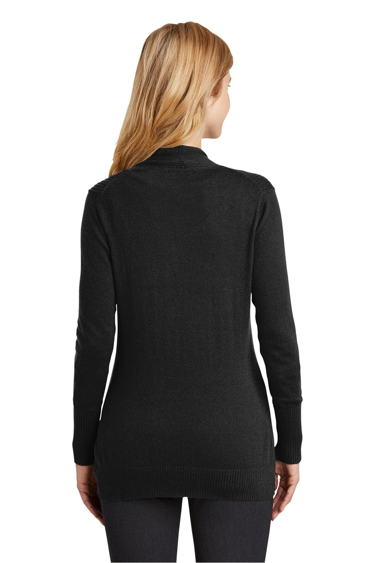 Port Authority Ladies Open Front Custom Cardigan Sweaters, Black [Fooda] - Image 2