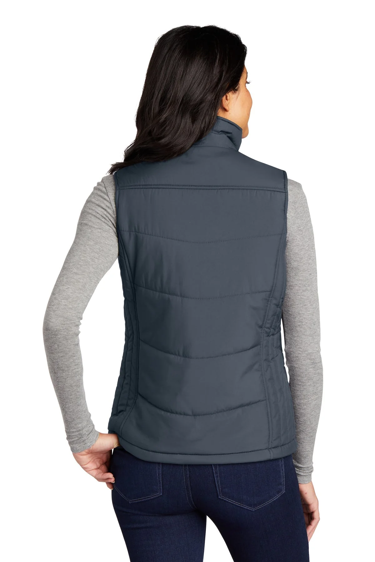 Port Authority Ladies Puffy Vest, Dark Slate/Black [Mecosta-Osceola ISD] - Image 2