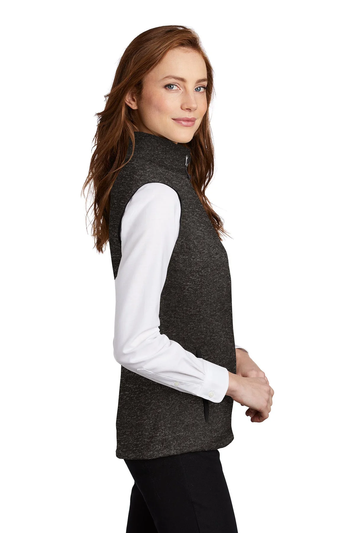 Port Authority Ladies Sweater Vest, Black Heather [Fooda Manager] - Image 3
