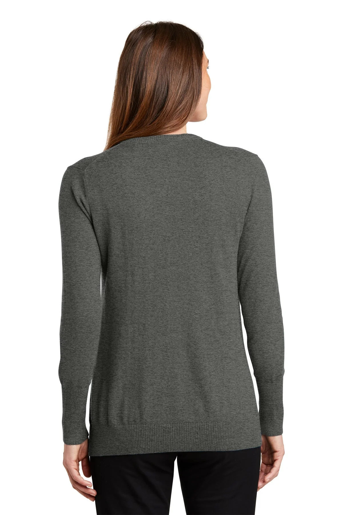 Port Authority Ladies V-Neck Sweater, Charcoal Heather [Harris & Associates] - Image 2