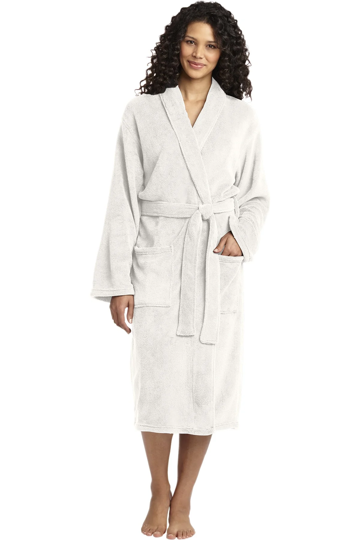 Port Authority Plush Microfleece Custom Shawl Collar Robes, Marshmallow - Image 4