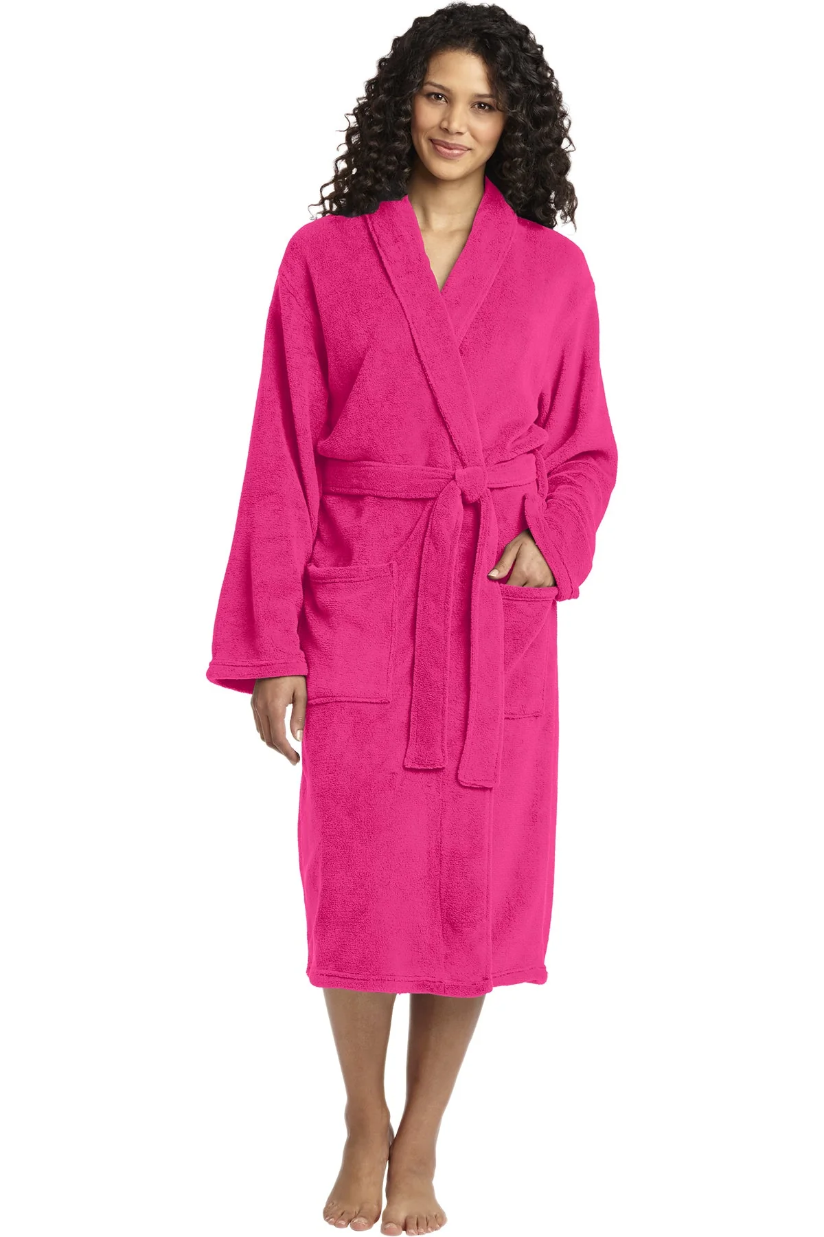 Port Authority Plush Microfleece Custom Shawl Collar Robes, Pink Raspberry - Image 4