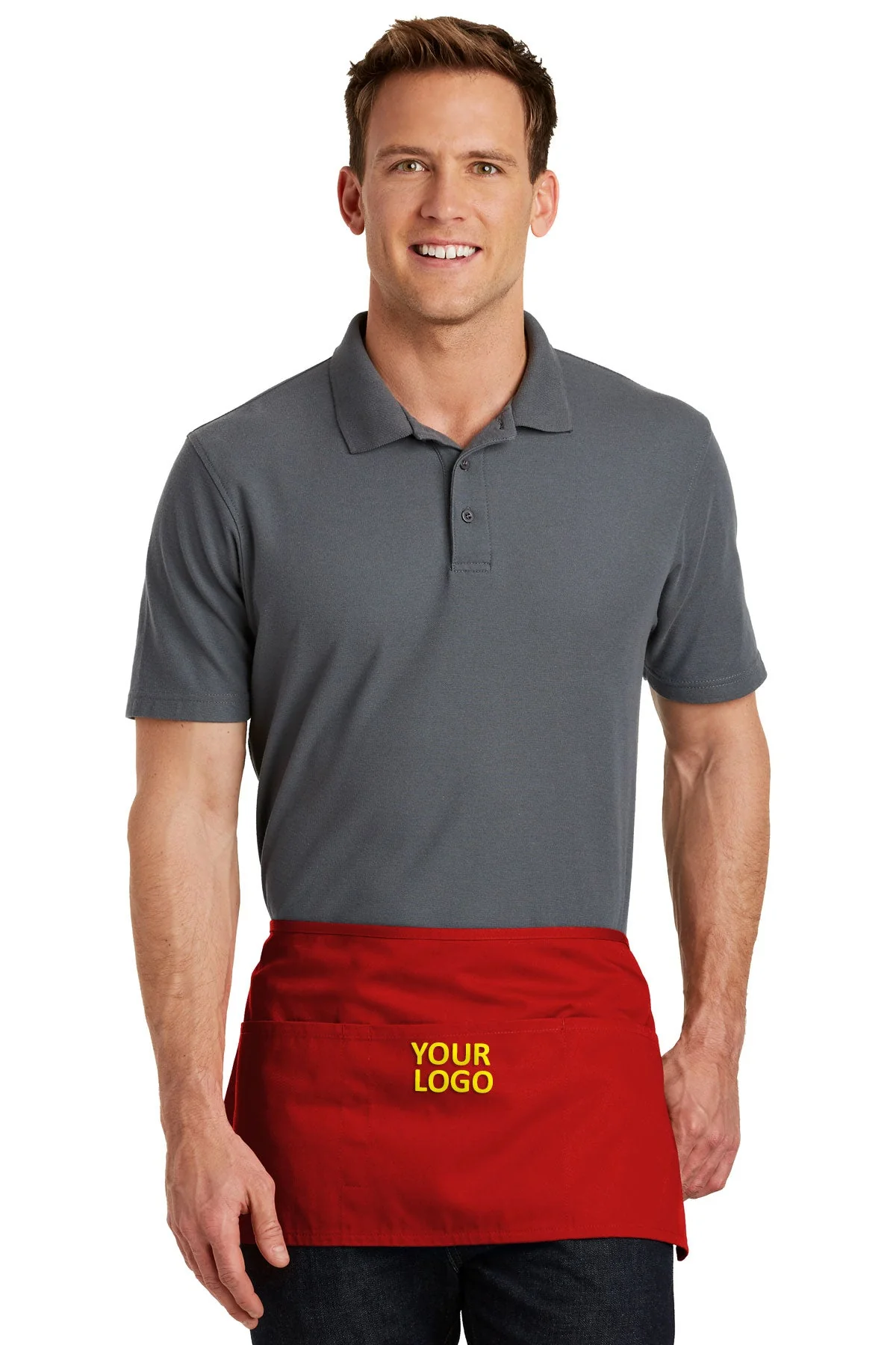 Port Authority Custom Waist Aprons with Pockets, Red