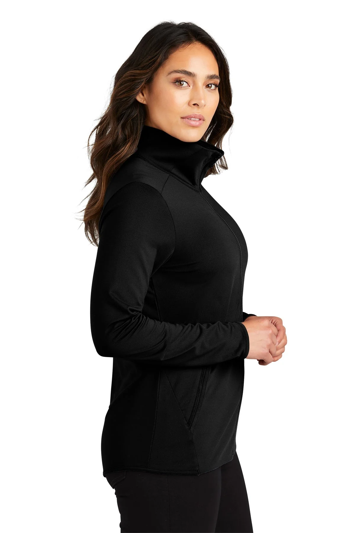 Port Authority Womens Accord Stretch Fleece Custom Full-Zips, Black [Perma-Seal] - Image 3