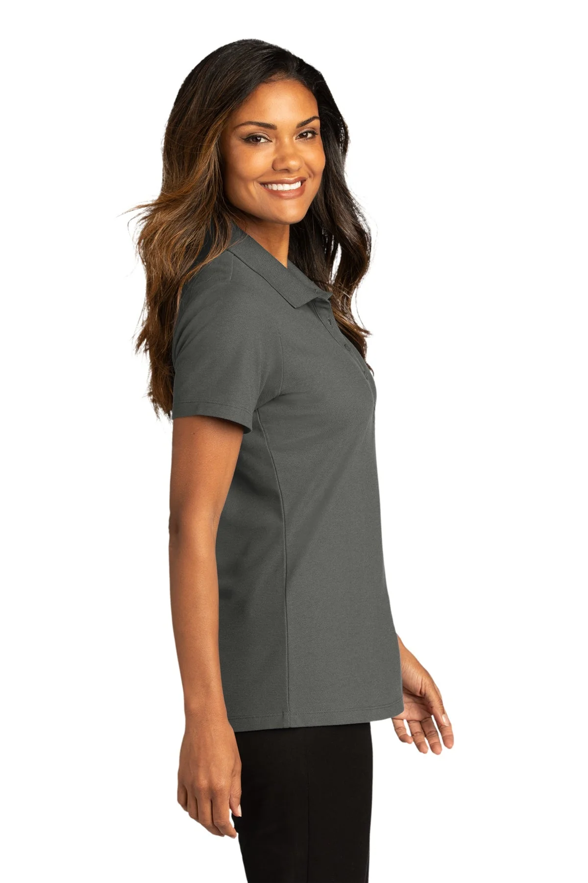 Port Authority Womens SuperPro React Polo, Storm Grey [TruNorthern] - Image 3